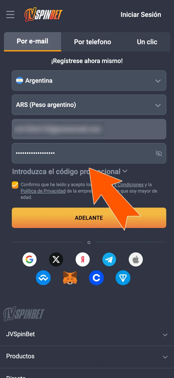 Completá datos y creá tu contraseña segura en JVSpin.