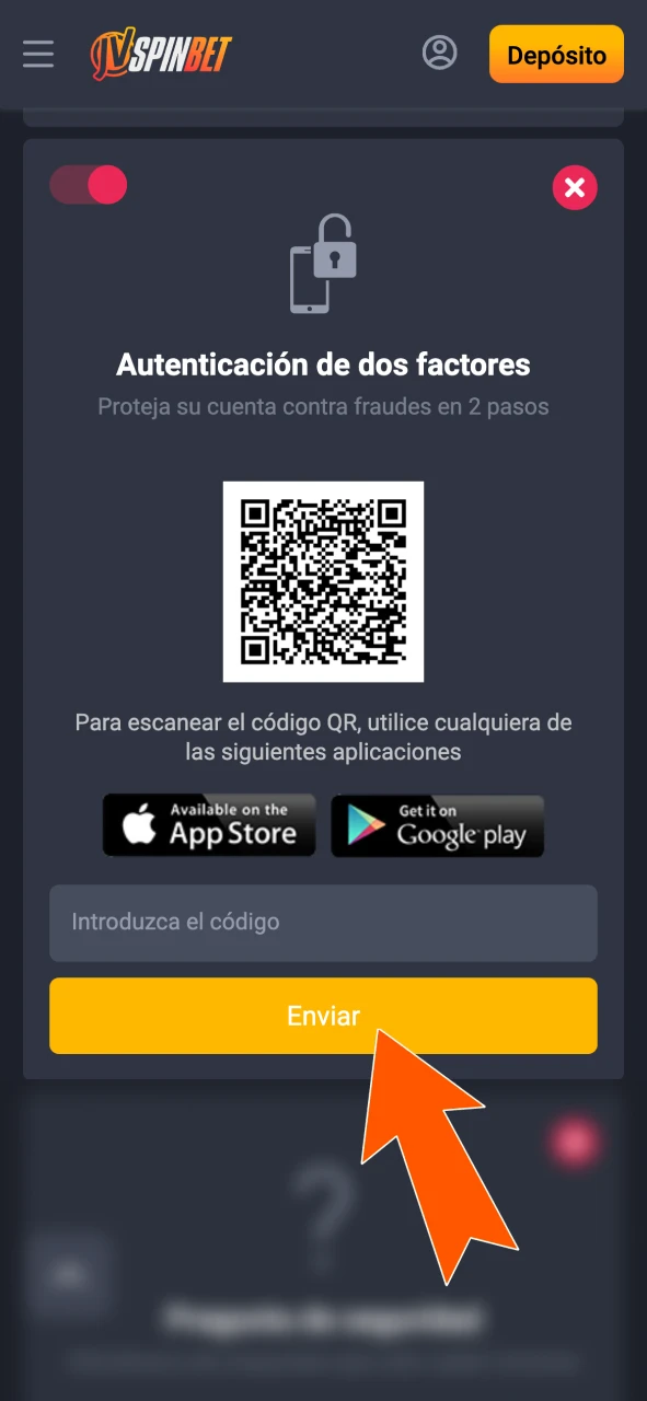 Confirmá el acceso ingresando contraseña y 2FA en JVSpin.