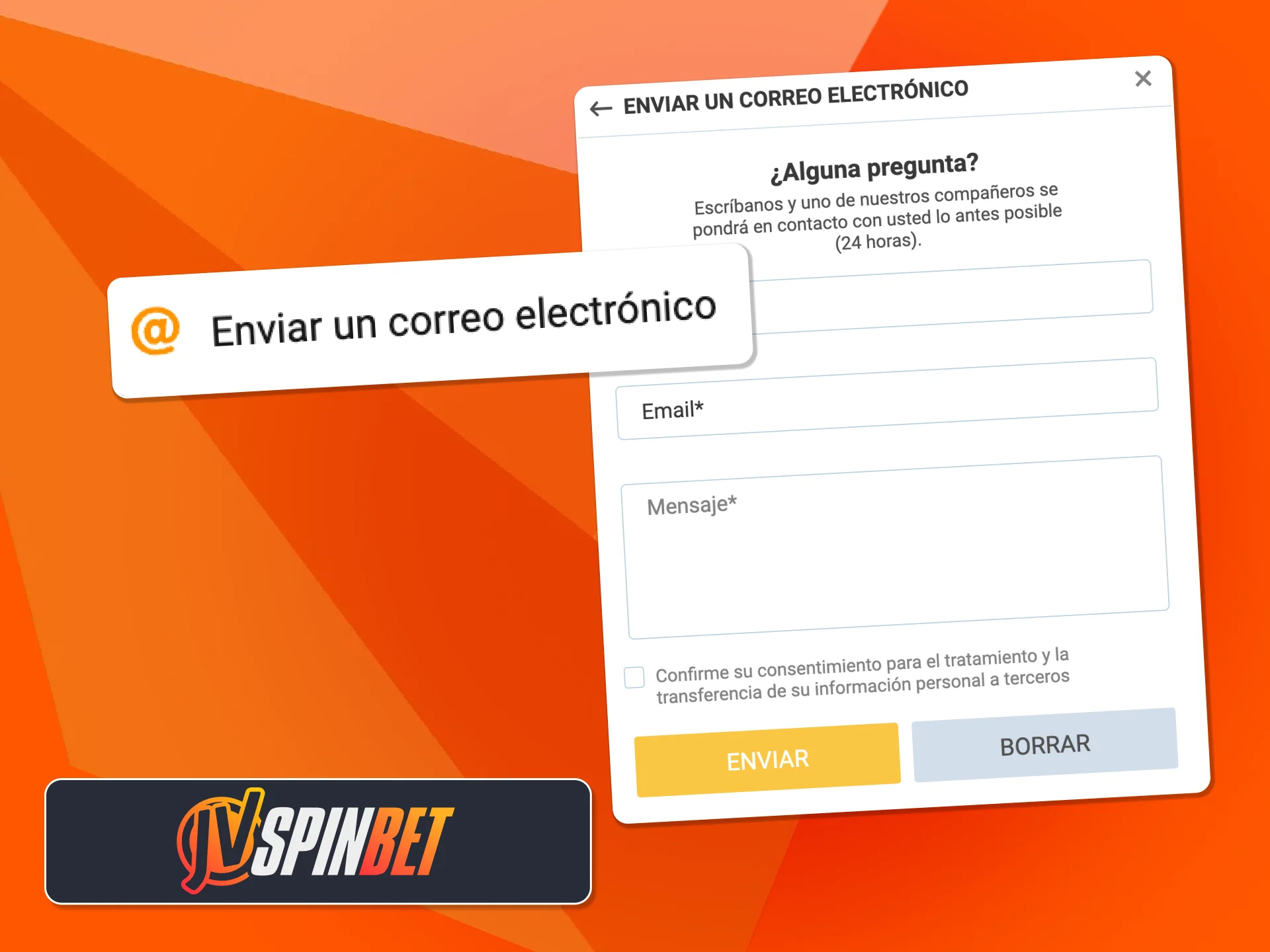 Contactá soporte por correo y seguí tu caso en JVSpin.