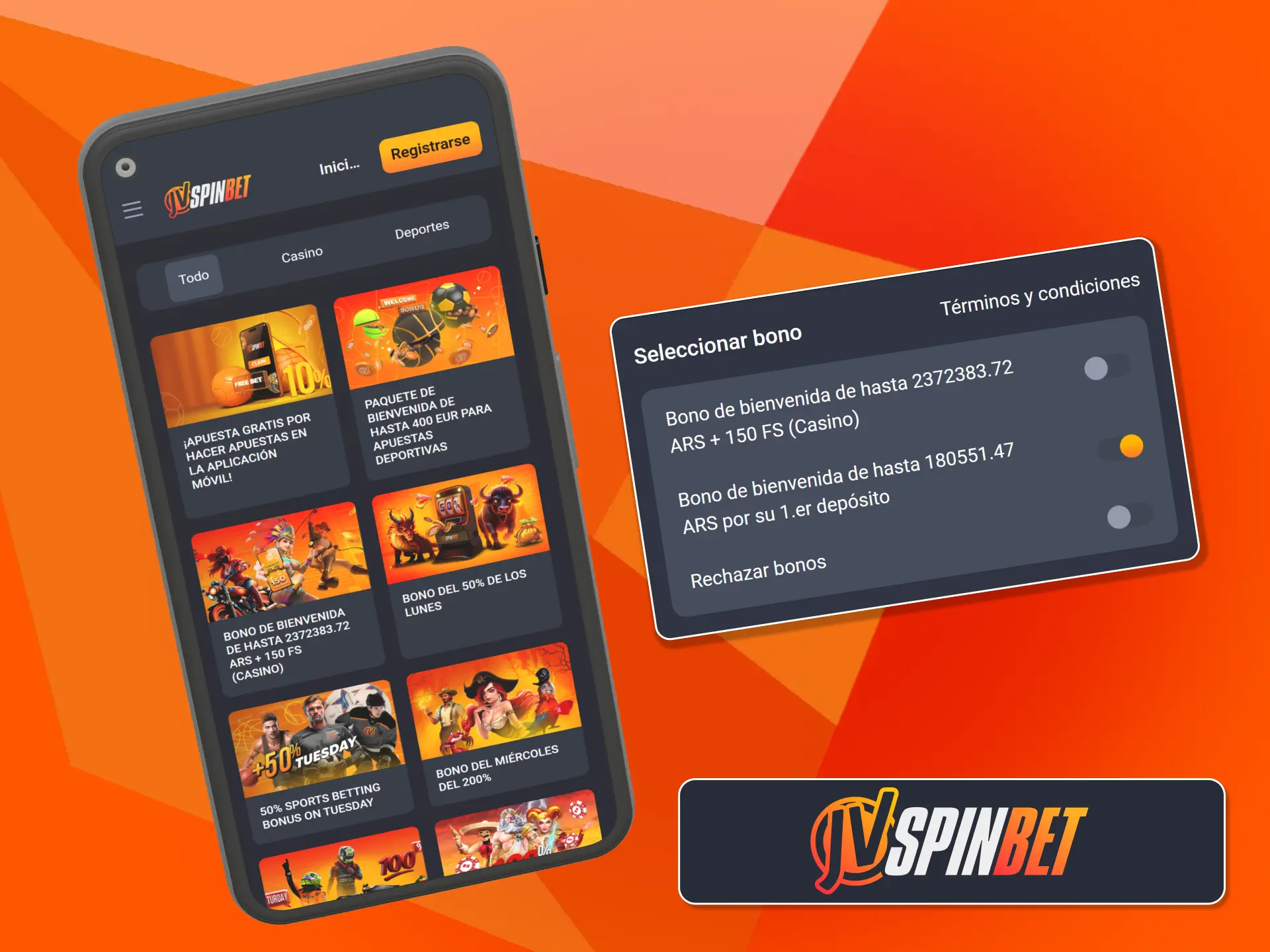 Reclamá tu regalo de bienvenida directamente en la JVSpin App.