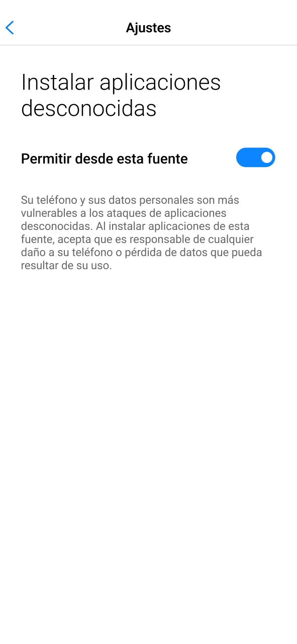 Modificá los ajustes de seguridad para activar la Android JVSpin App.
