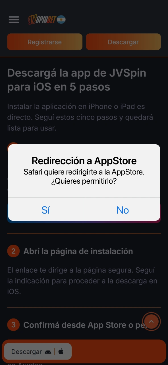 Iniciá la transferencia oficial de datos de la iOS JVSpin App.
