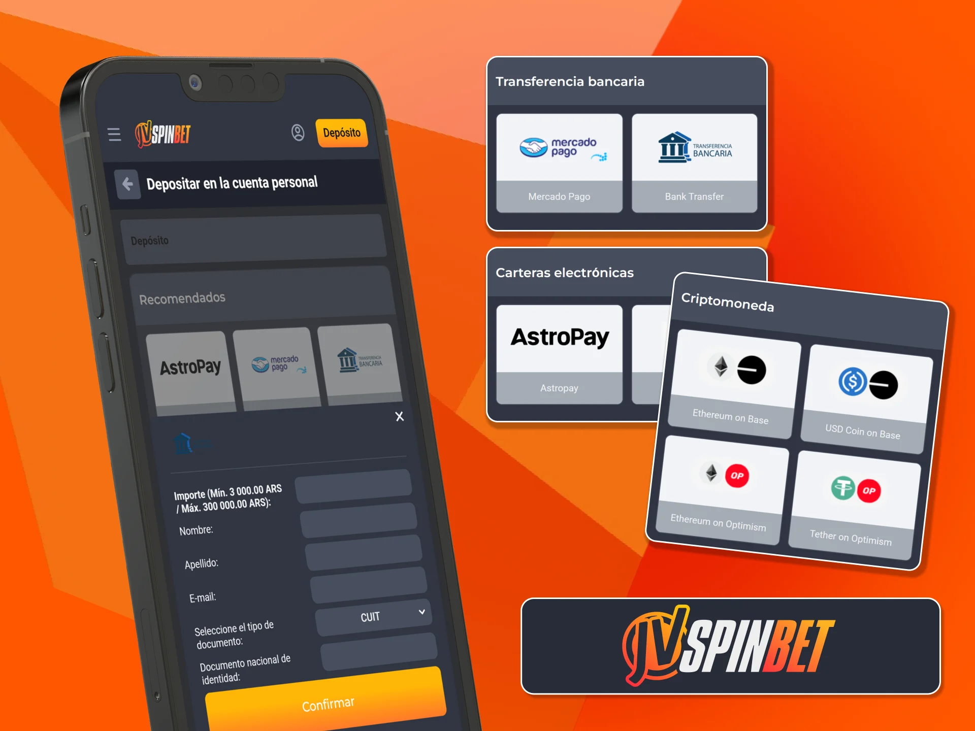 Realizá depósitos rápidos con métodos seguros en la JVSpin App.