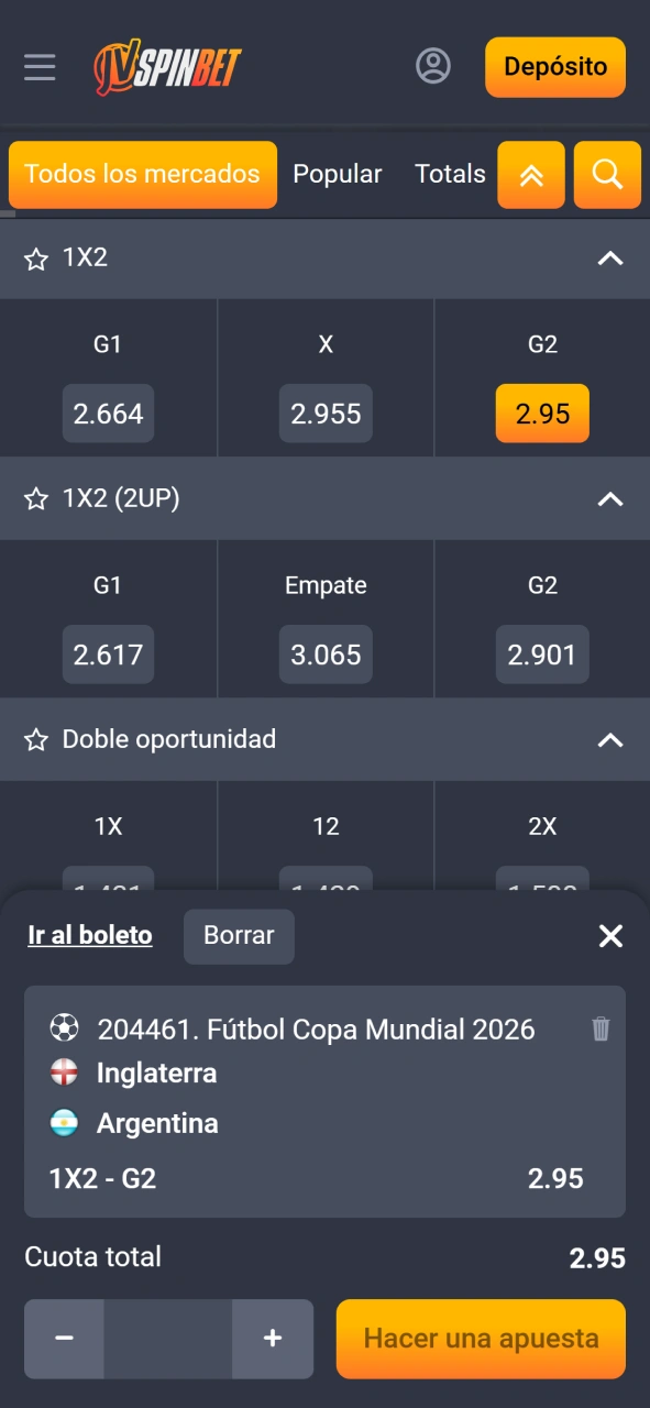 Aceptá el boleto finalizando tu primera apuesta con éxito en JVSpin.