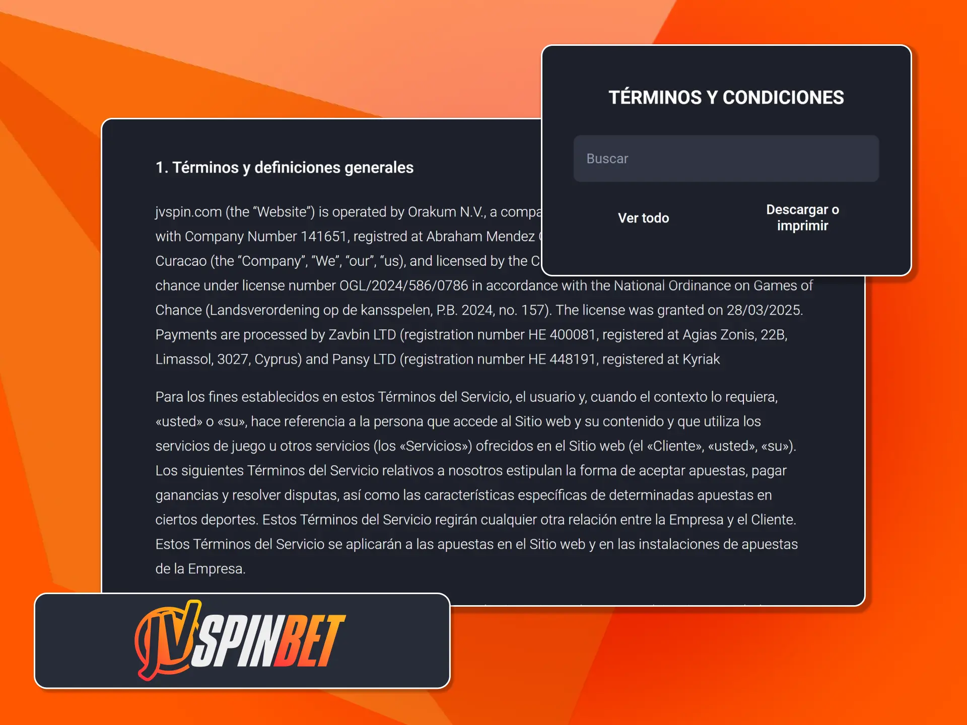 Revisá los términos oficiales antes de comenzar a jugar en JVSpin.