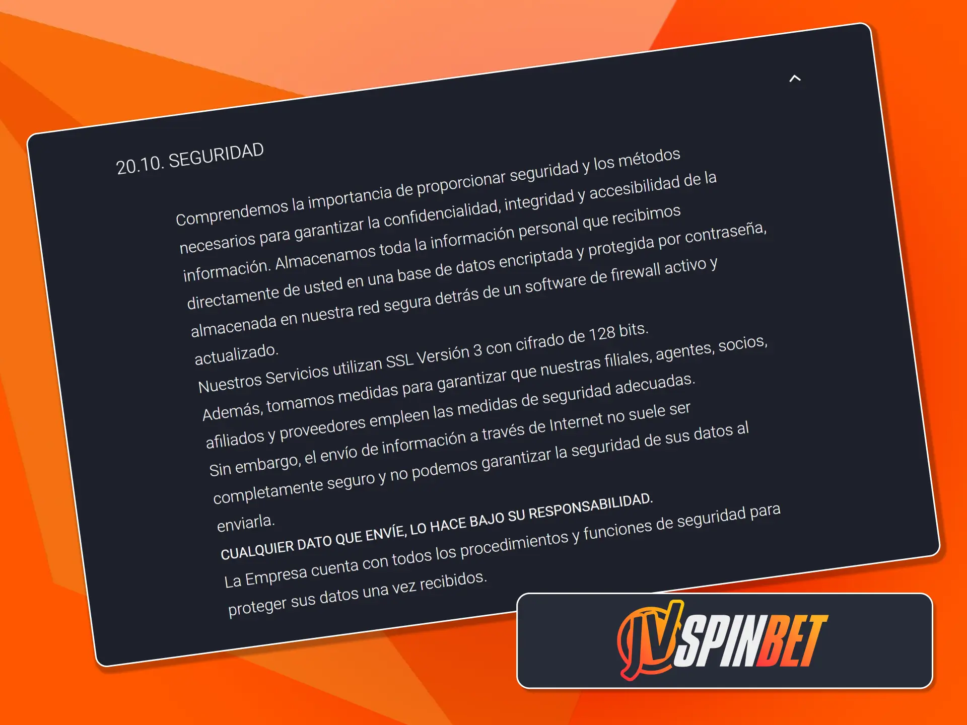Leé las normativas que protegen tu información personal en JVSpin.
