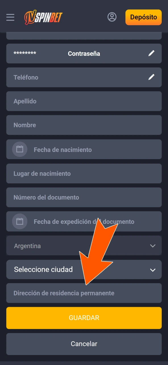 Enviá un comprobante válido para la verificación de dirección en JVSpin.