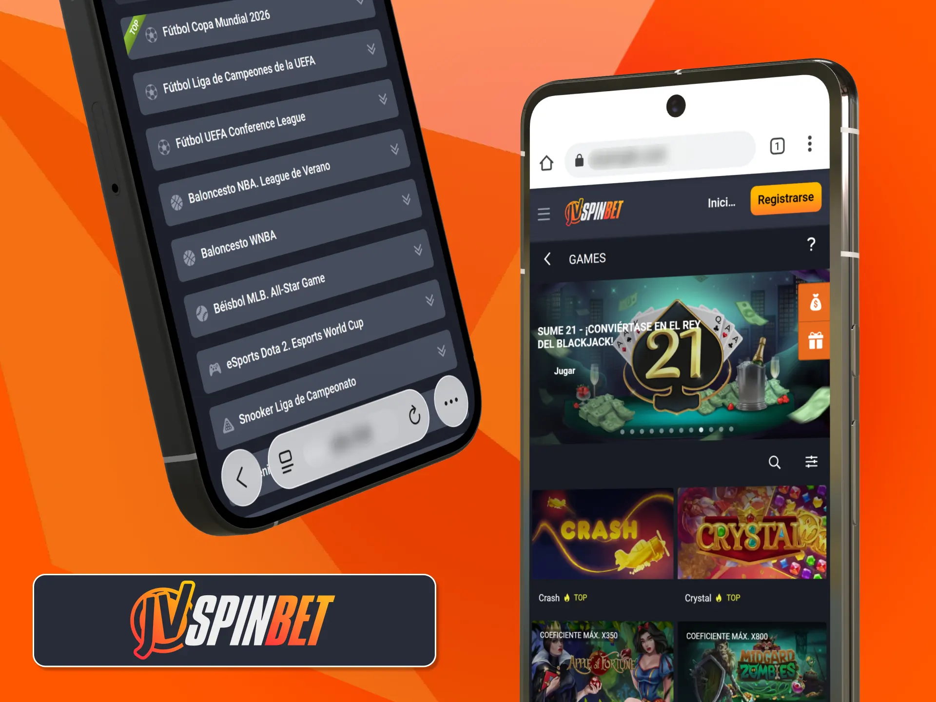 Apostá fácilmente usando el navegador de tu celular en JVSpin.